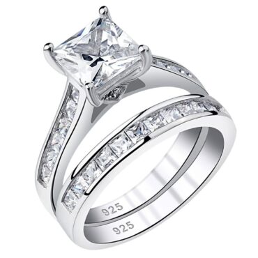 Princess Cut Zircon Sterling Silver Engagement Ring