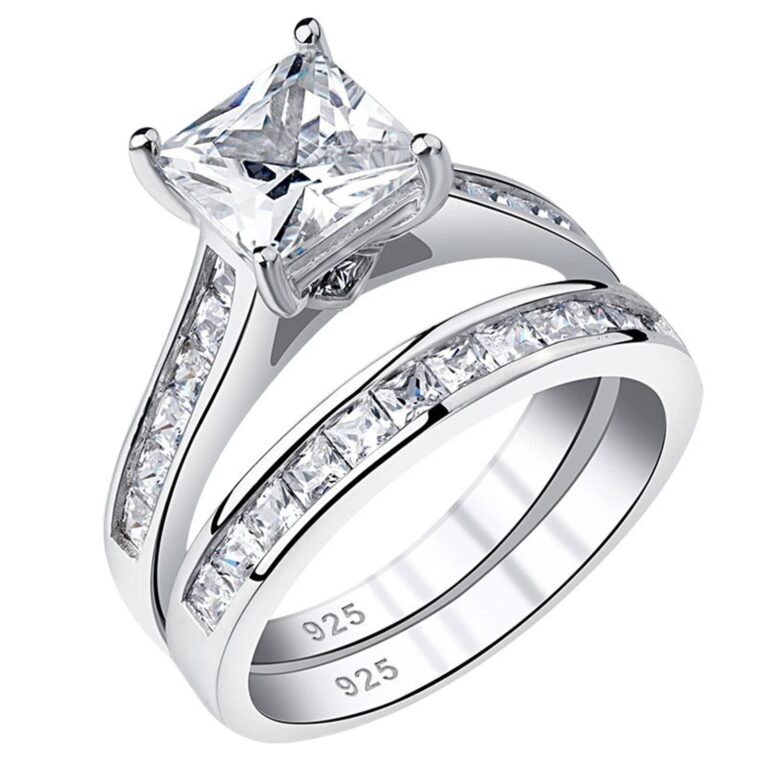 Princess Cut Zircon Sterling Silver Engagement Ring